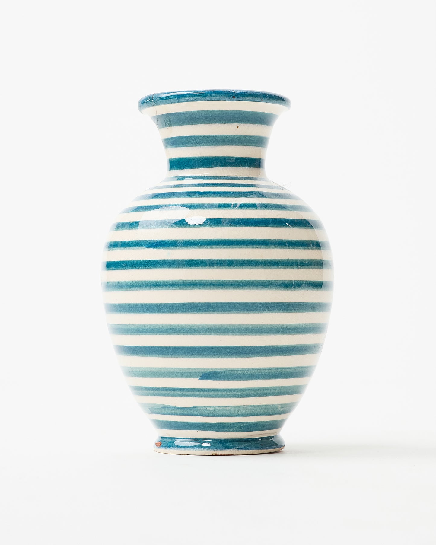 Ceramic Vase in Blue and White Stripes