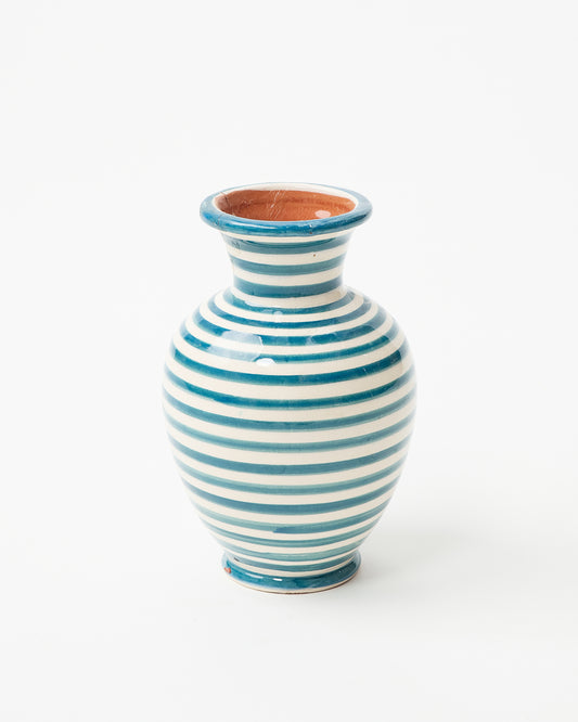 Ceramic Vase in Blue and White Stripes