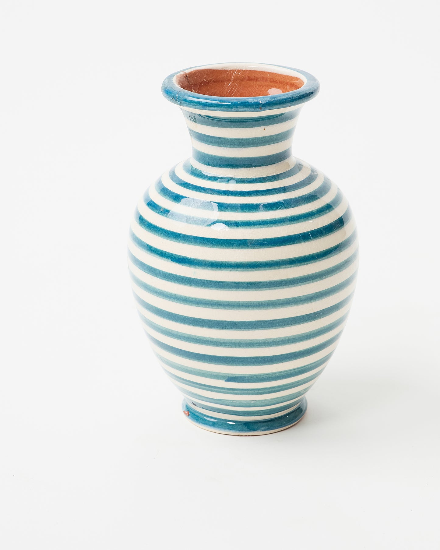 Ceramic Vase in Blue and White Stripes