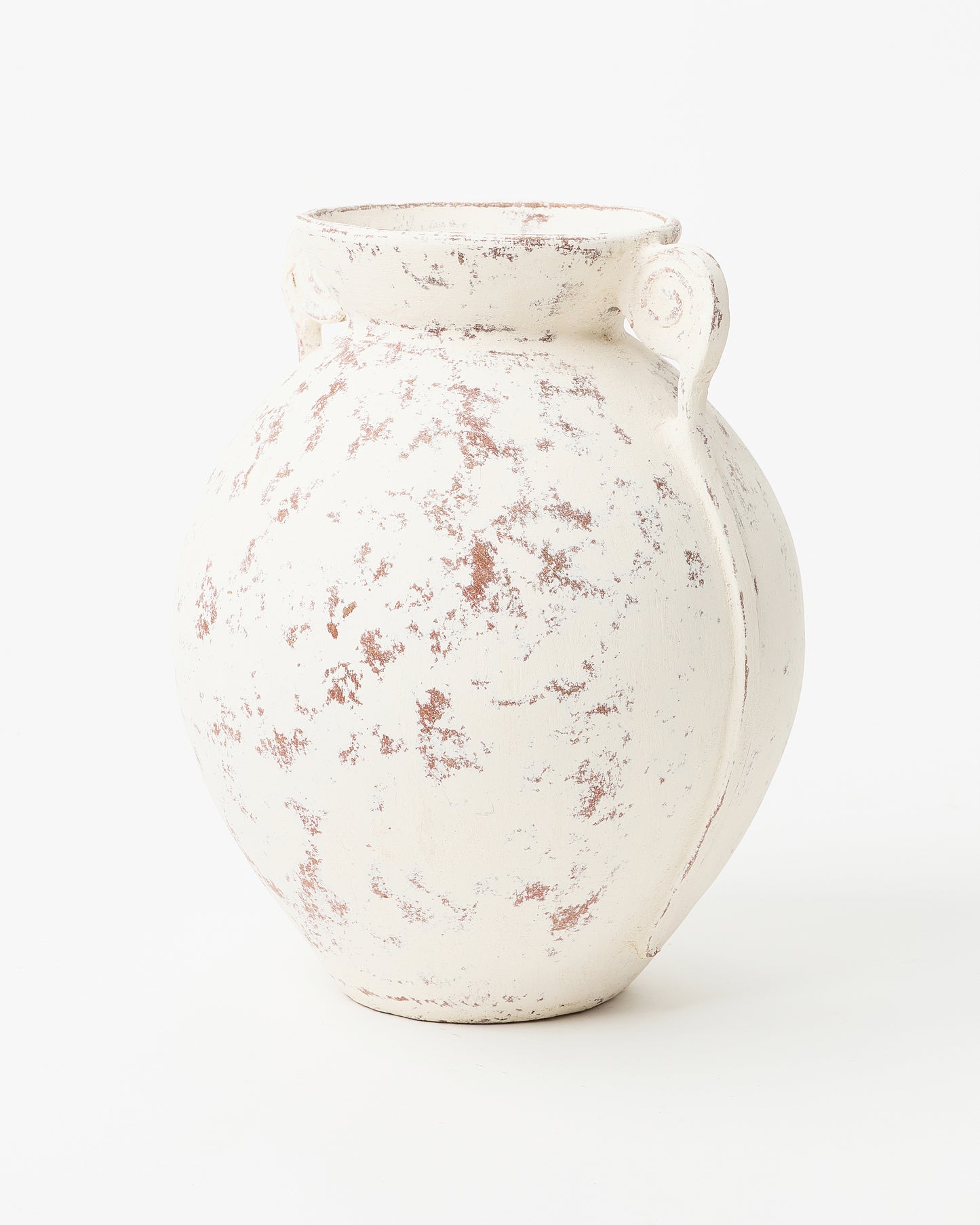 Greek-Inspired Beige Vase with Distressed Finish