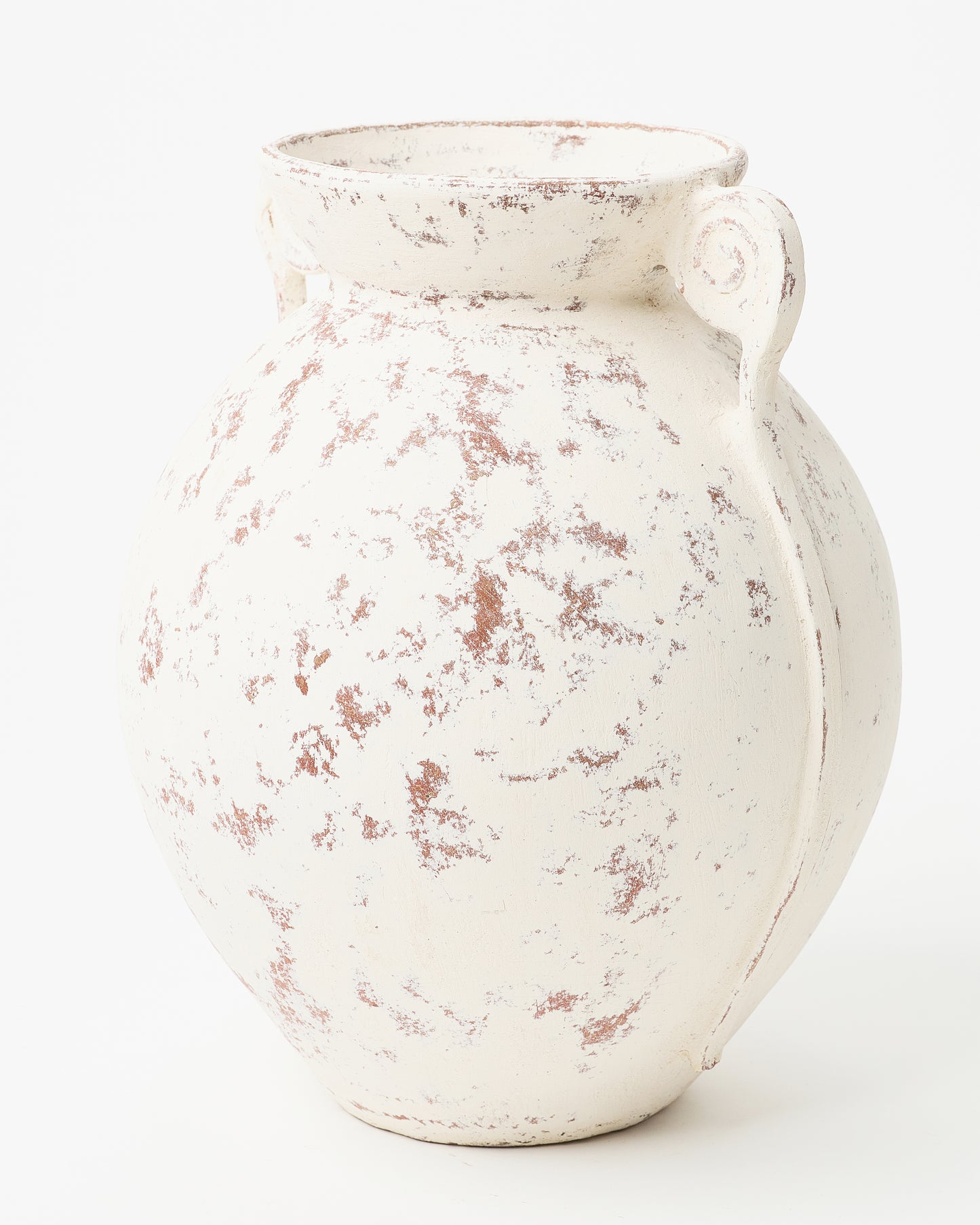 Greek-Inspired Beige Vase with Distressed Finish