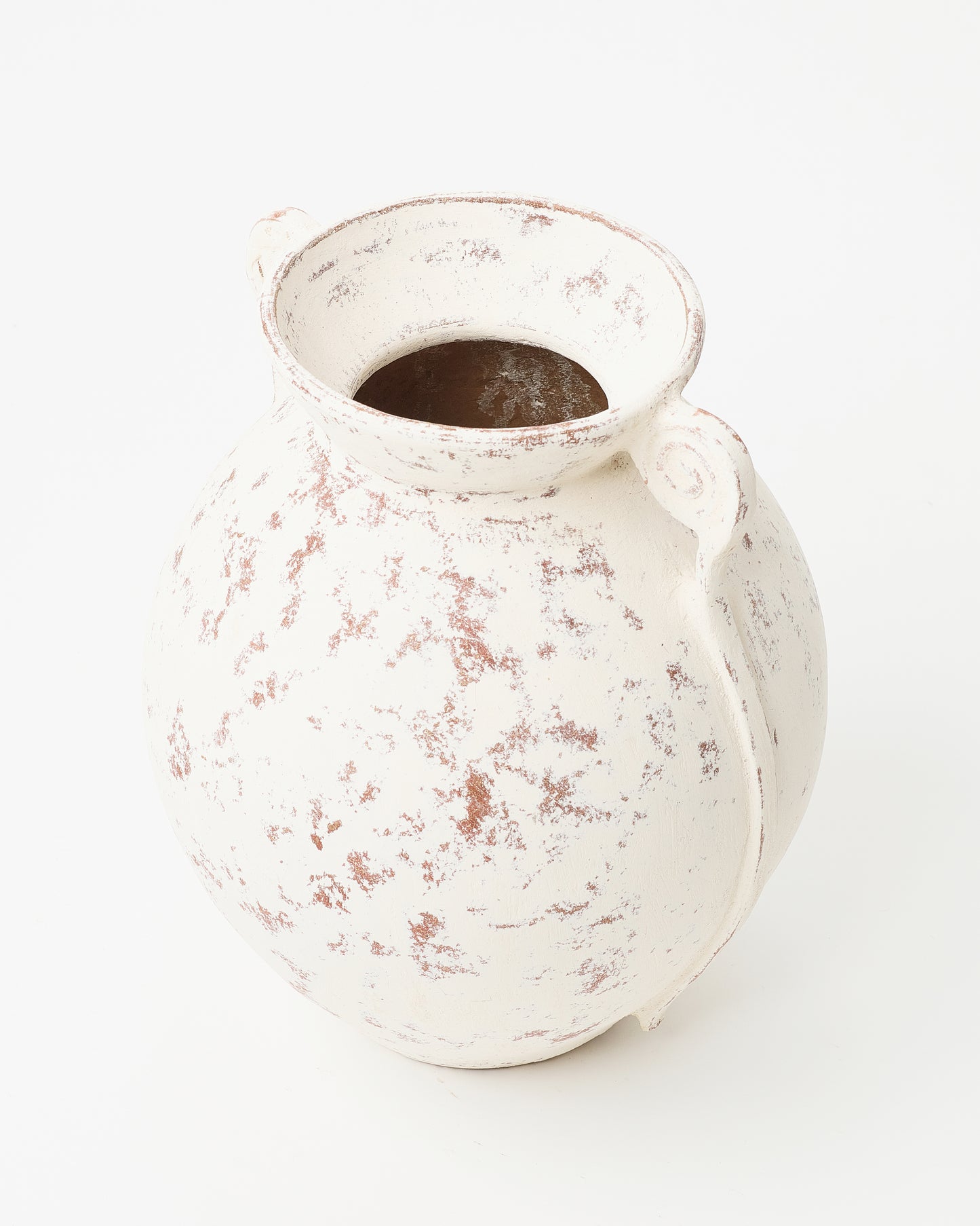 Greek-Inspired Beige Vase with Distressed Finish