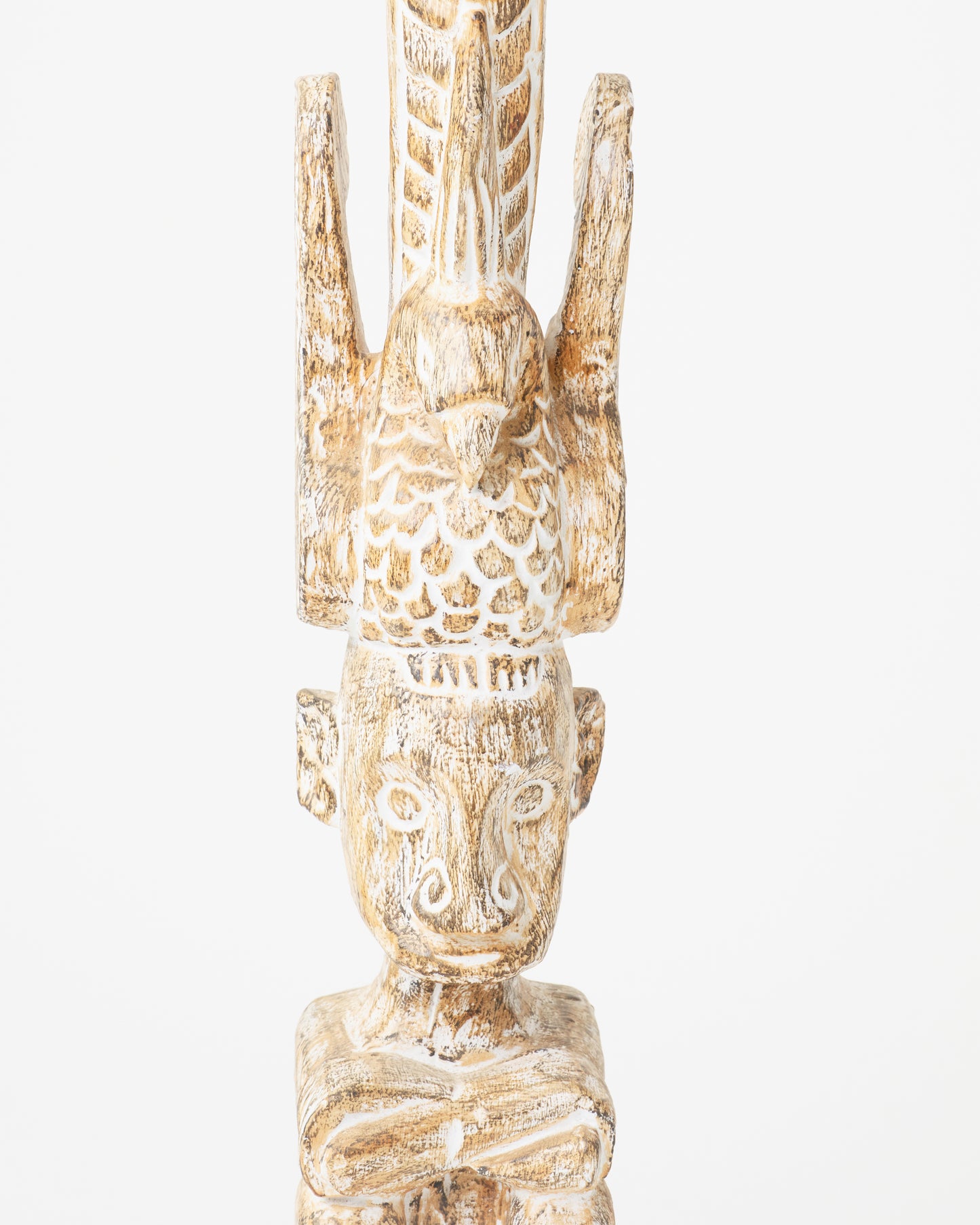 Tribal Wooden Totem with Intricate Carvings