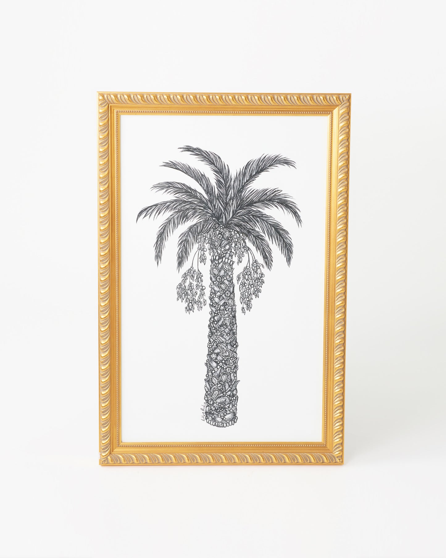 Golden Framed Palm Tree Painting by Lilya Rivkin