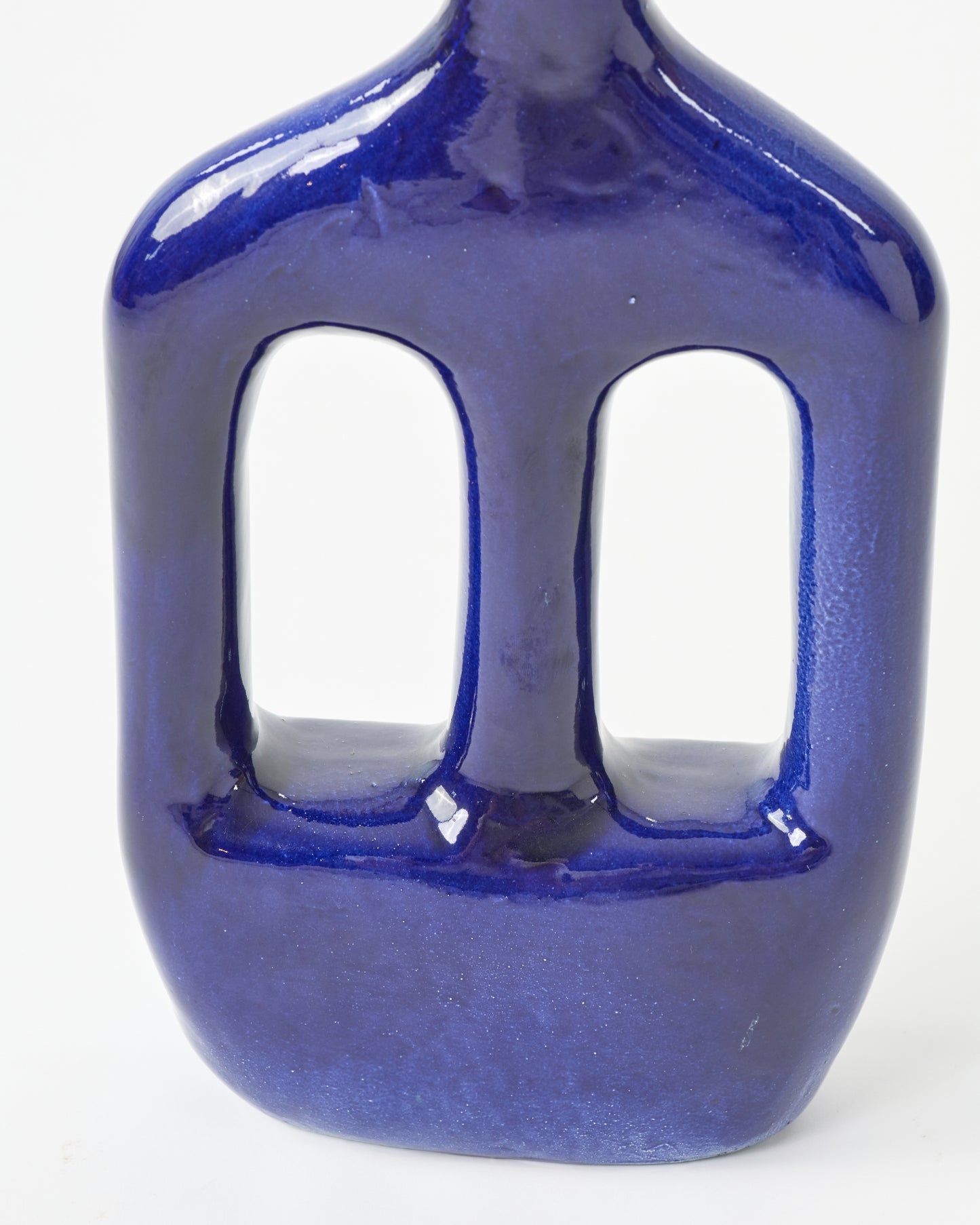 Sculpted Deep Blue Decorative Vase with Unique Base