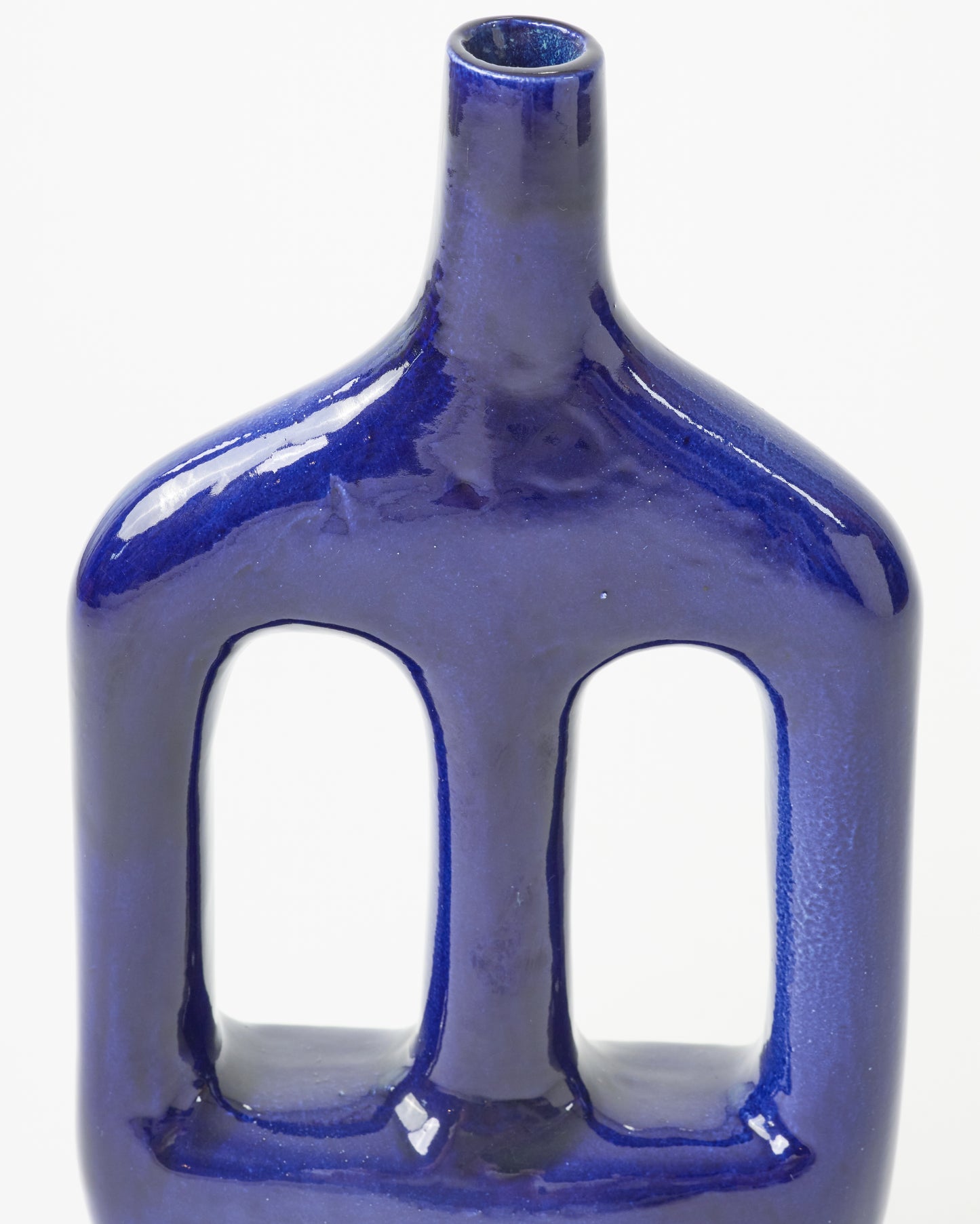 Sculpted Deep Blue Decorative Vase with Unique Base